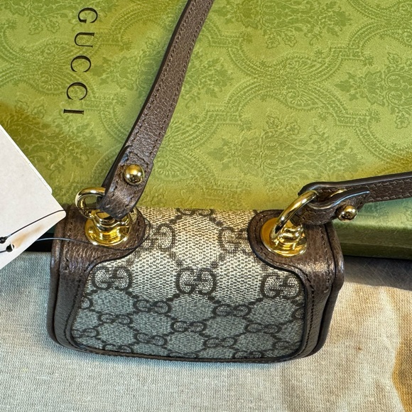 New Authentic Gucci Blondie GG Supreme Logo Wallet On Chain Brown Crossbody Bag - Picture 10 of 15